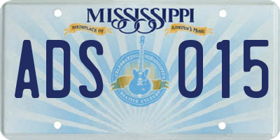 MS license plate ADS015