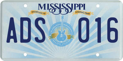 MS license plate ADS016