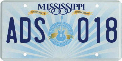 MS license plate ADS018