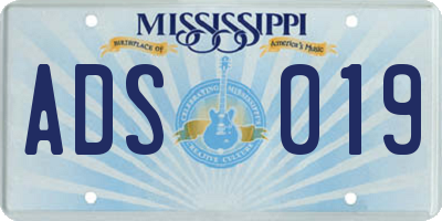 MS license plate ADS019