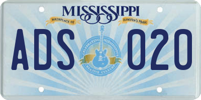 MS license plate ADS020