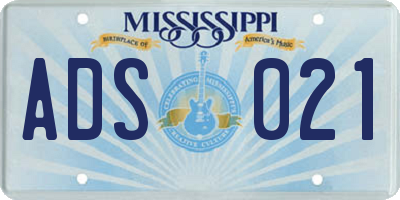 MS license plate ADS021