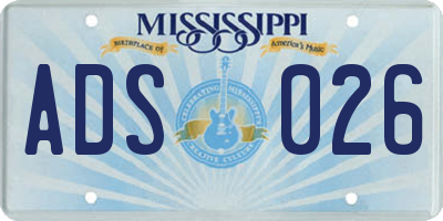MS license plate ADS026