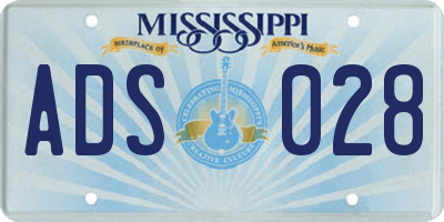 MS license plate ADS028