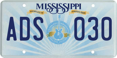 MS license plate ADS030