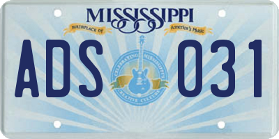 MS license plate ADS031