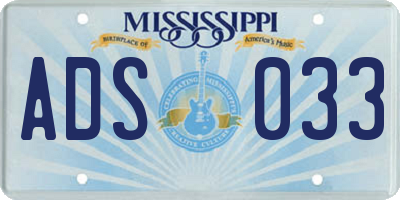 MS license plate ADS033