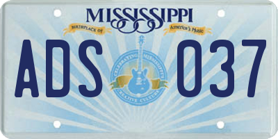 MS license plate ADS037