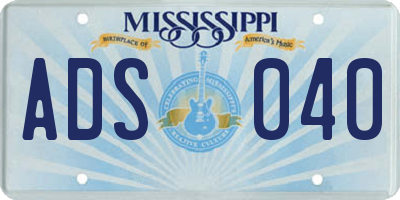 MS license plate ADS040