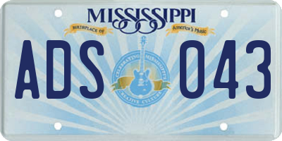 MS license plate ADS043