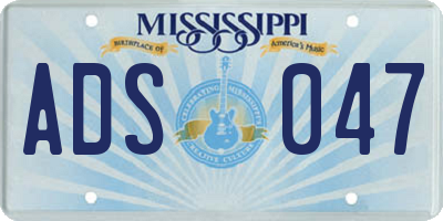MS license plate ADS047