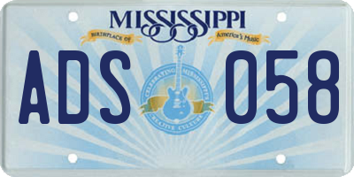 MS license plate ADS058