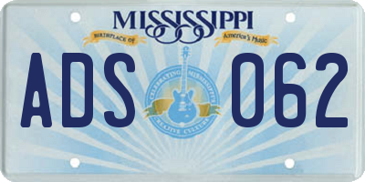 MS license plate ADS062