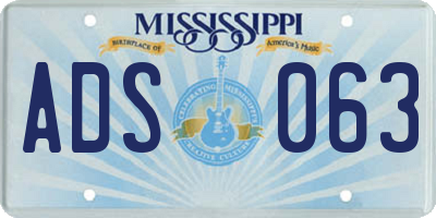 MS license plate ADS063