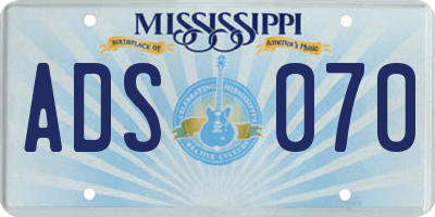 MS license plate ADS070