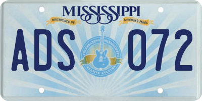MS license plate ADS072