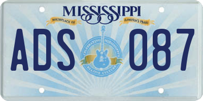 MS license plate ADS087