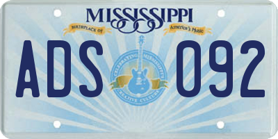 MS license plate ADS092