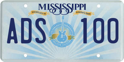MS license plate ADS100