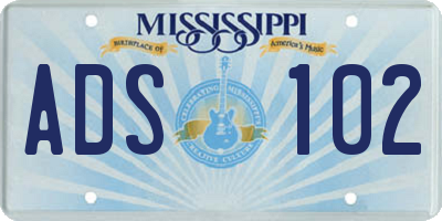 MS license plate ADS102