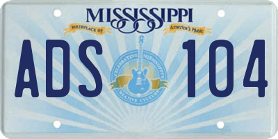 MS license plate ADS104
