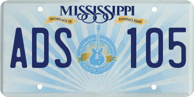 MS license plate ADS105