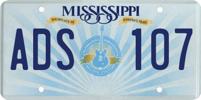 MS license plate ADS107
