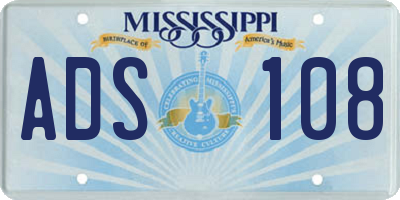 MS license plate ADS108