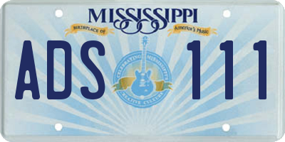 MS license plate ADS111