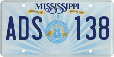 MS license plate ADS138