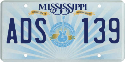 MS license plate ADS139