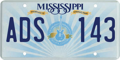 MS license plate ADS143
