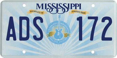 MS license plate ADS172