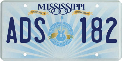 MS license plate ADS182