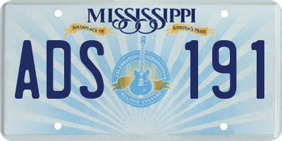 MS license plate ADS191