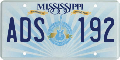 MS license plate ADS192