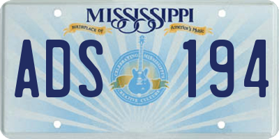 MS license plate ADS194