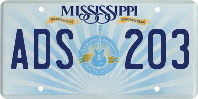 MS license plate ADS203