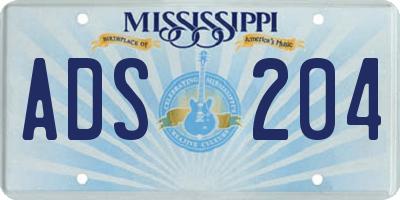 MS license plate ADS204