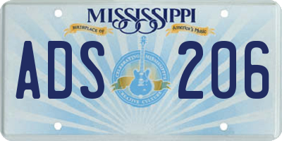 MS license plate ADS206