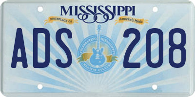 MS license plate ADS208
