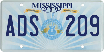 MS license plate ADS209