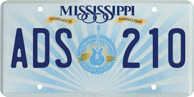 MS license plate ADS210