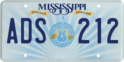 MS license plate ADS212