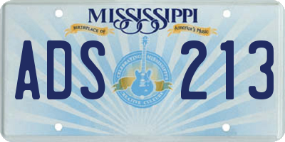 MS license plate ADS213