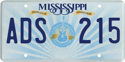 MS license plate ADS215
