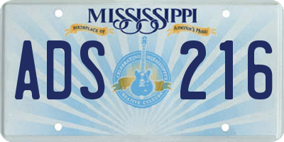MS license plate ADS216