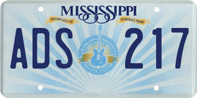 MS license plate ADS217