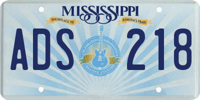 MS license plate ADS218
