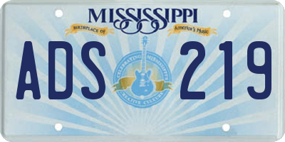 MS license plate ADS219